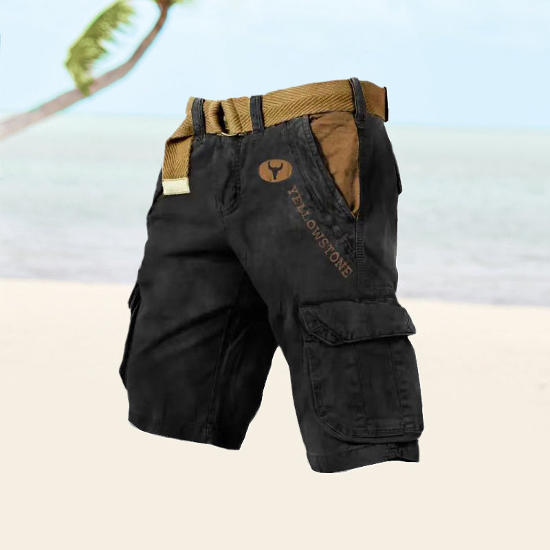 Derek | Denim Cargo Shorts with Belt