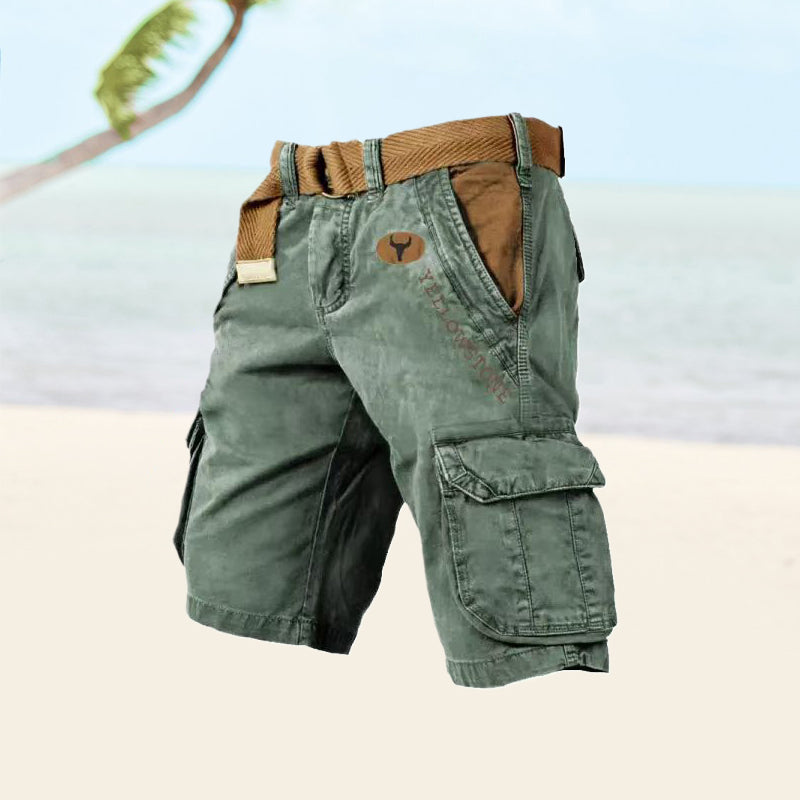 Derek | Denim Cargo Shorts with Belt