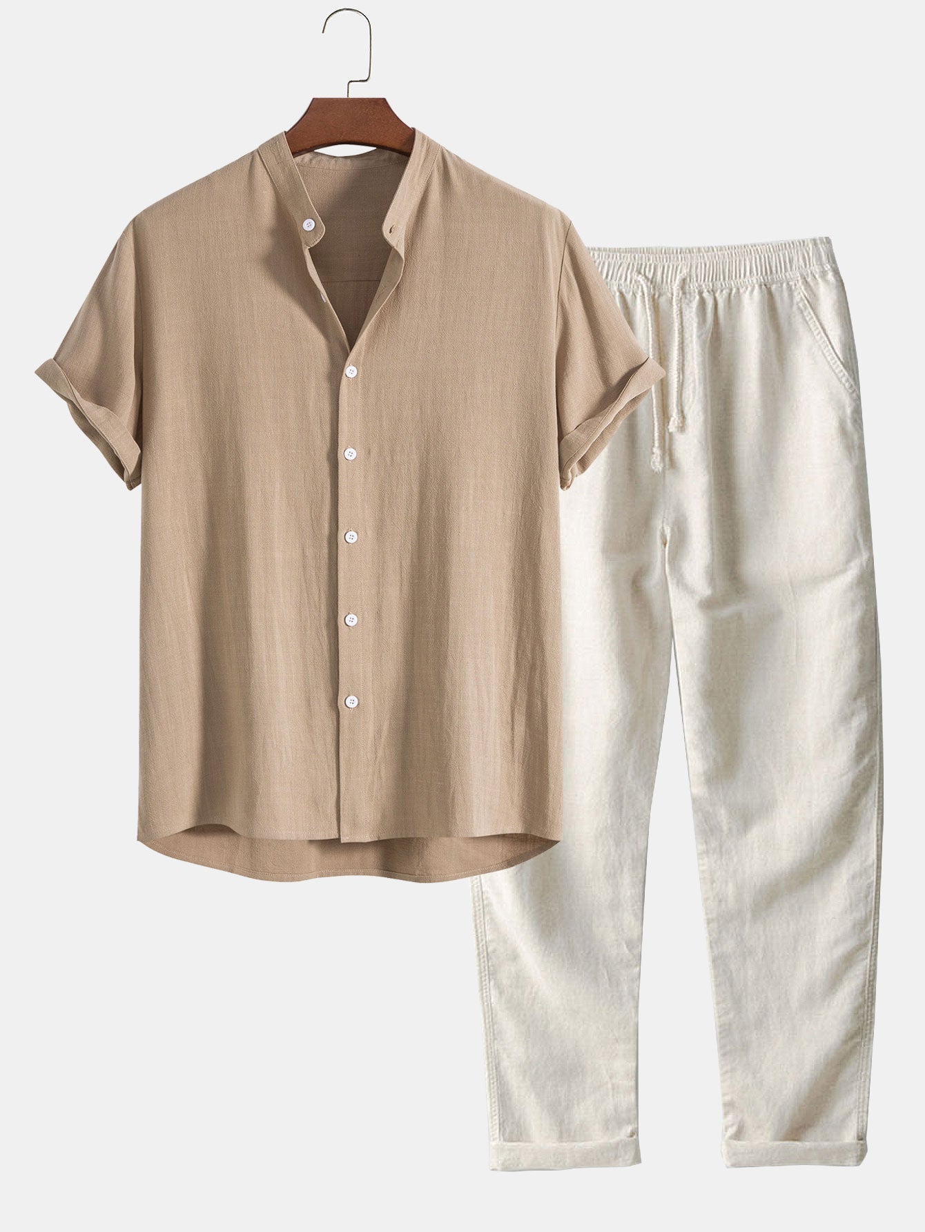 Luca | Linen Shirt and White Pants Oufit Set