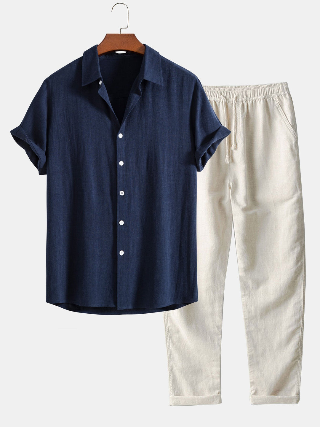 Luca | Linen Shirt and White Pants Oufit Set
