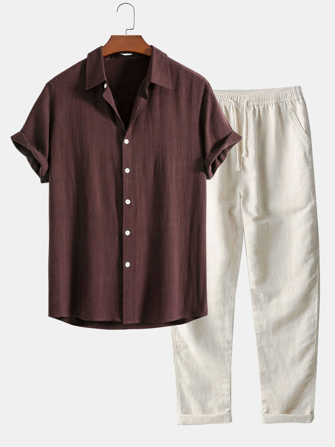 Luca | Linen Shirt and White Pants Oufit Set
