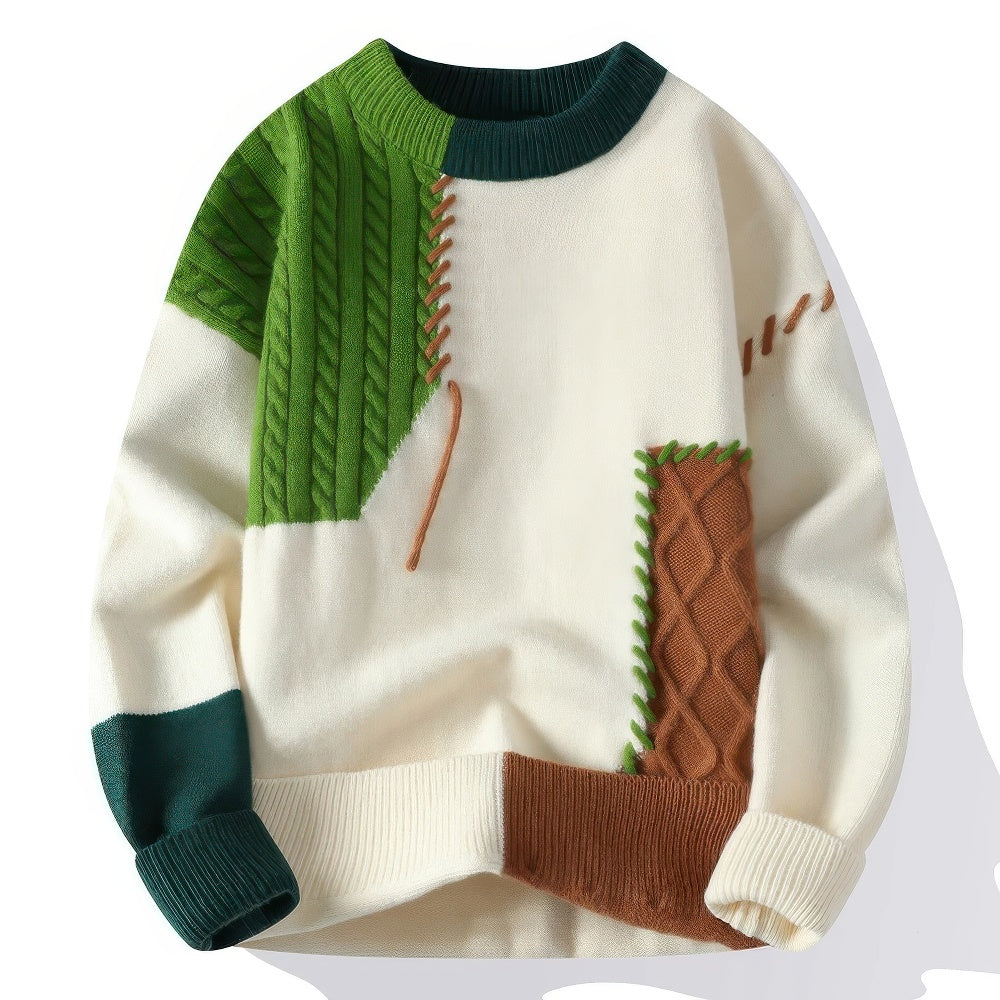 Nerina | Patchwork Knit Heavy Crewneck
