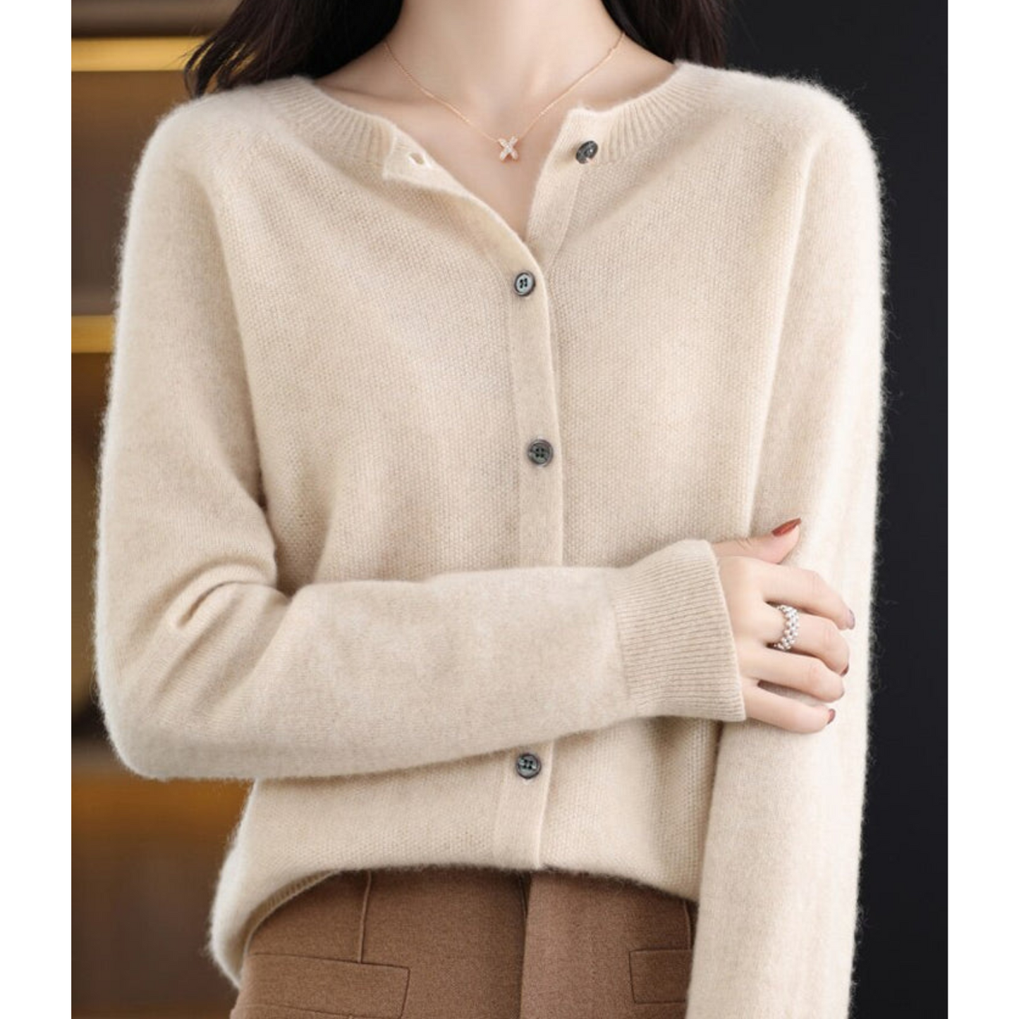 Danielle | Elegant Merino Wool Cardigan - Motheero