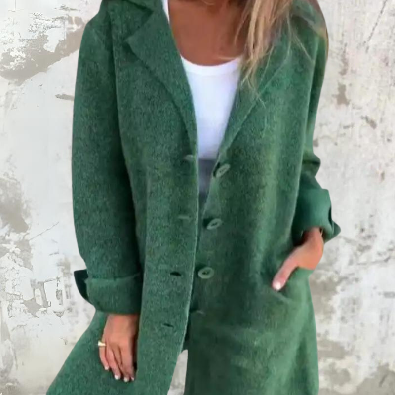 Elodie | Stylish Long Button‑Front Coat