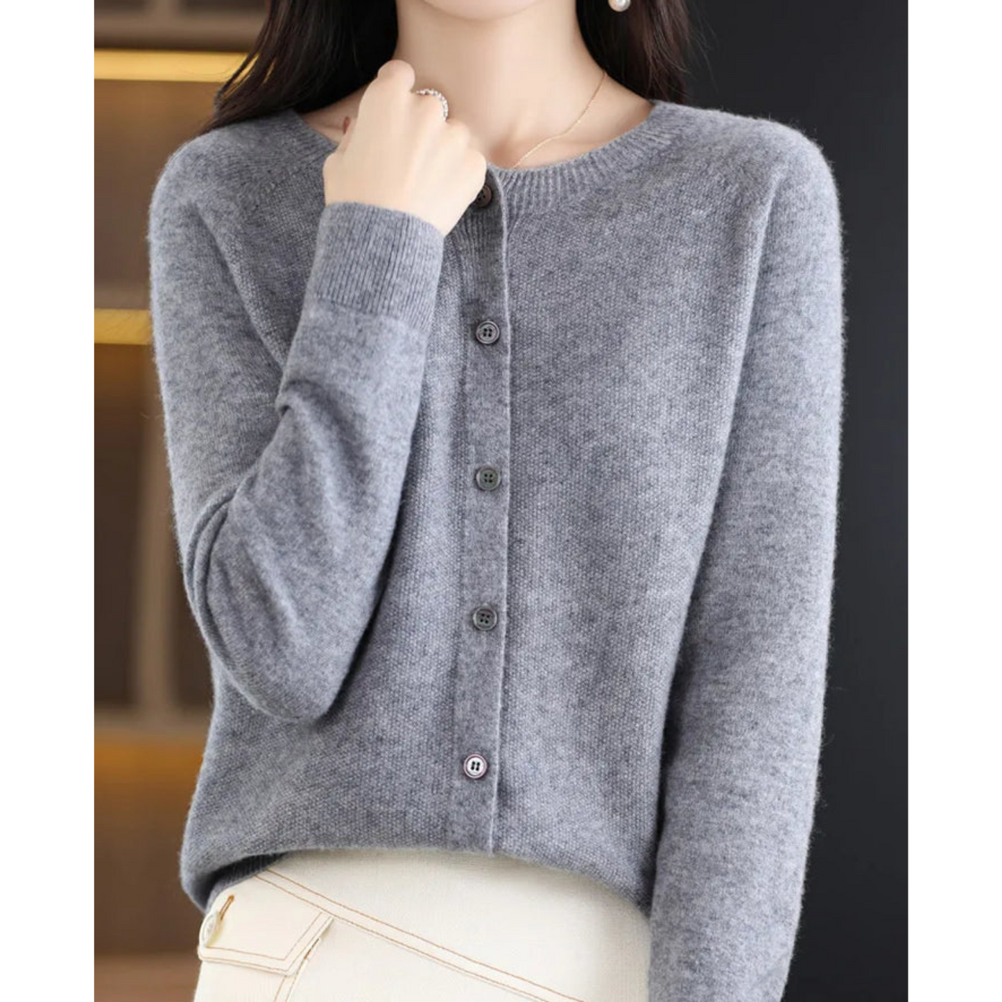 Danielle | Elegant Merino Wool Cardigan - Motheero