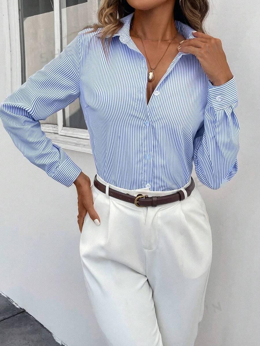 Adeline | Classic Striped Everyday Blouse - Motheero