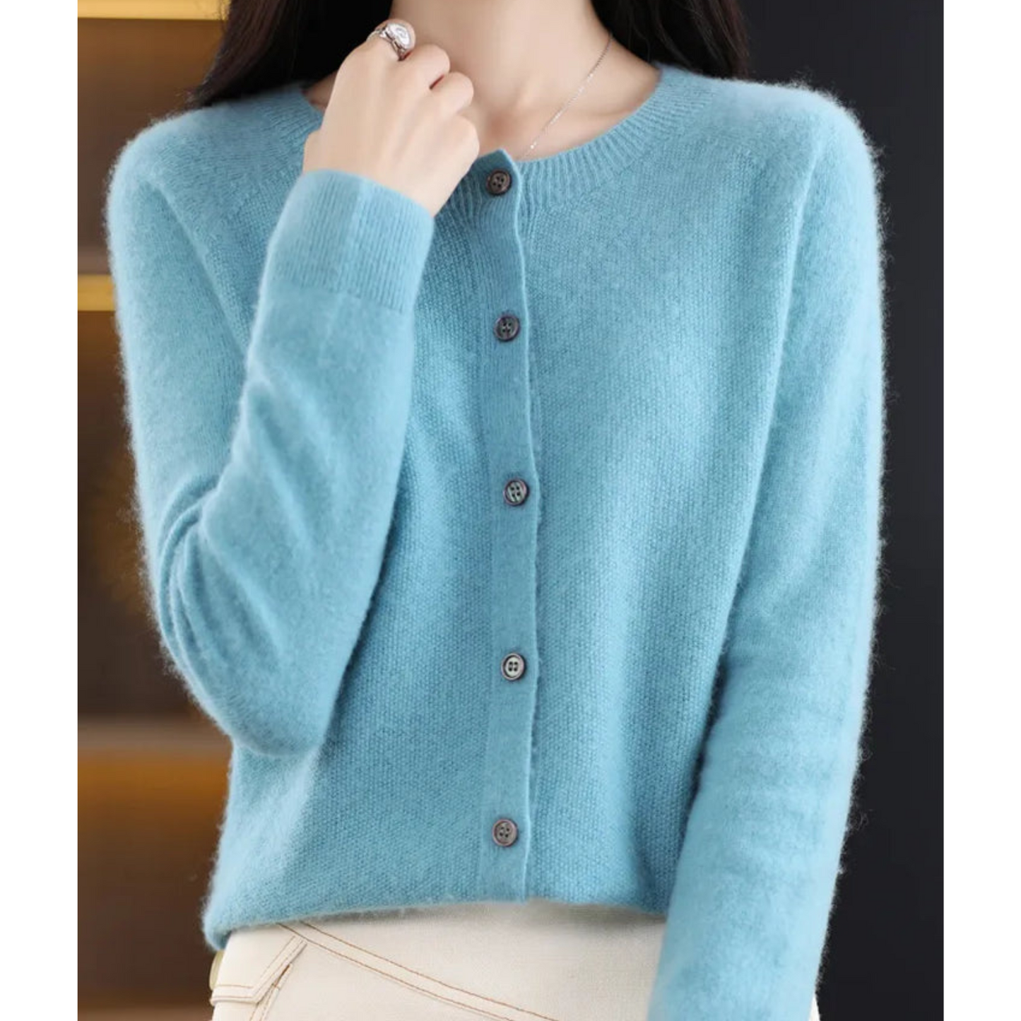 Danielle | Elegant Merino Wool Cardigan - Motheero