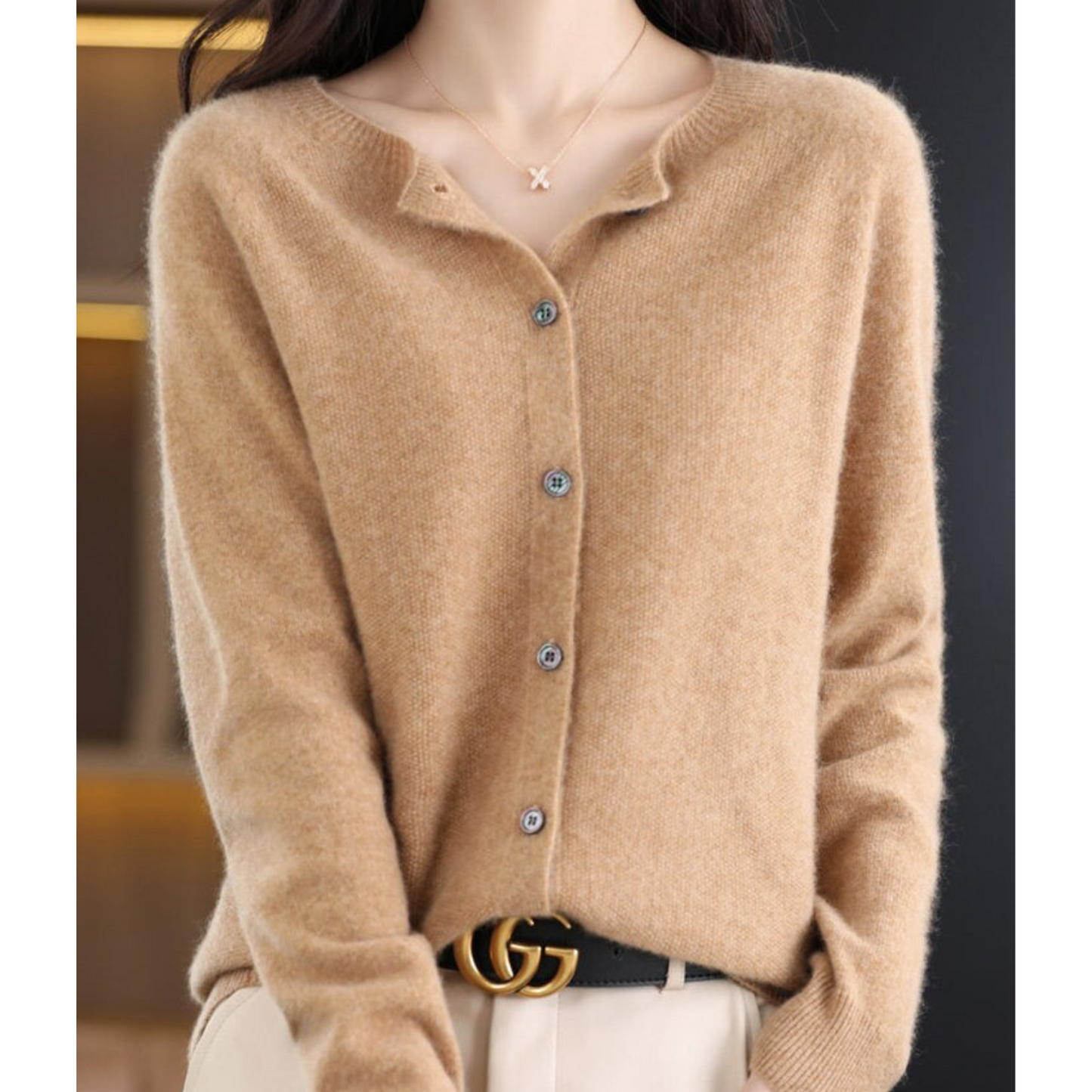 Danielle | Elegant Merino Wool Cardigan - Motheero