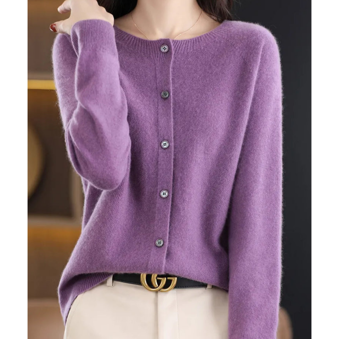 Danielle | Elegant Merino Wool Cardigan - Motheero