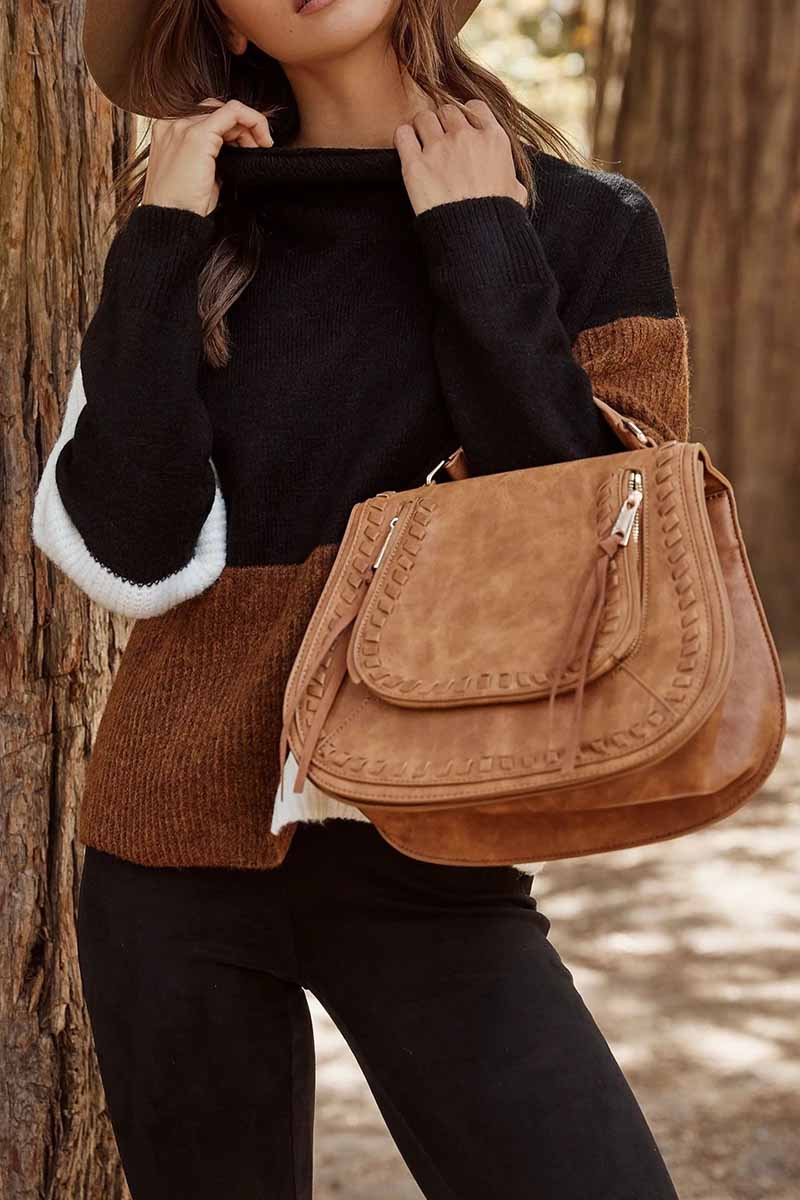 Talia | Women Turtleneck Color Block Sweater