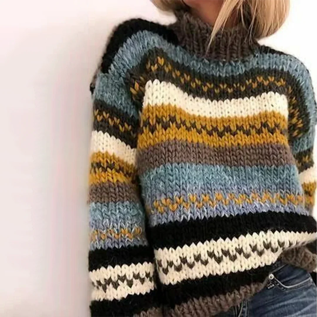 Aria | Striped Knitted Turtleneck Sweater