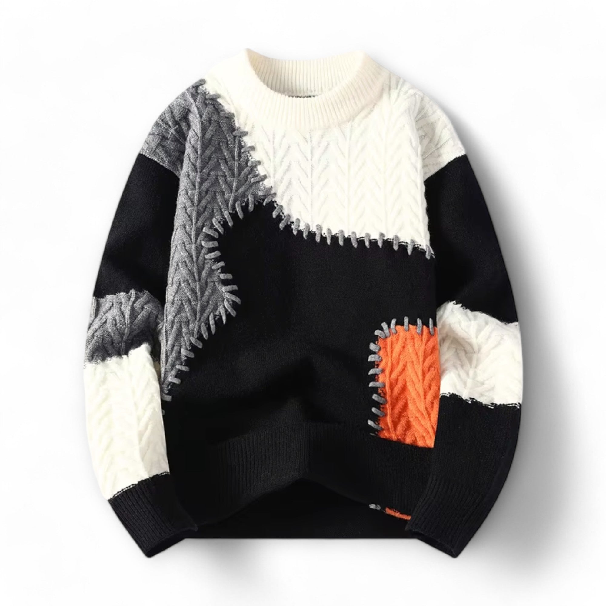 Hades | Urban Patchwork Cozy Sweater — The Effortless Crewneck for Every Day