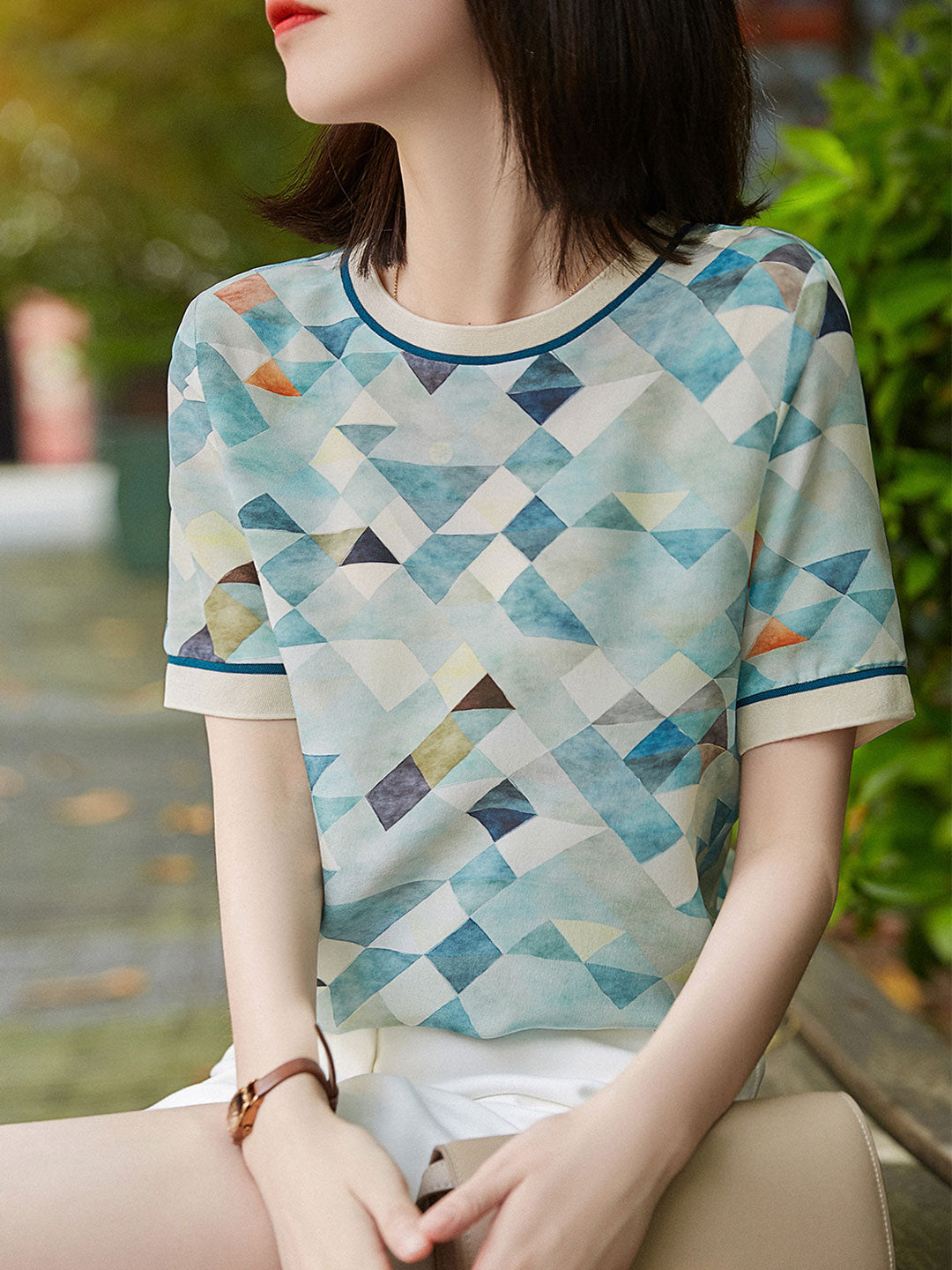Celeste | Elegant Printed Contrast Shirt - Motheero
