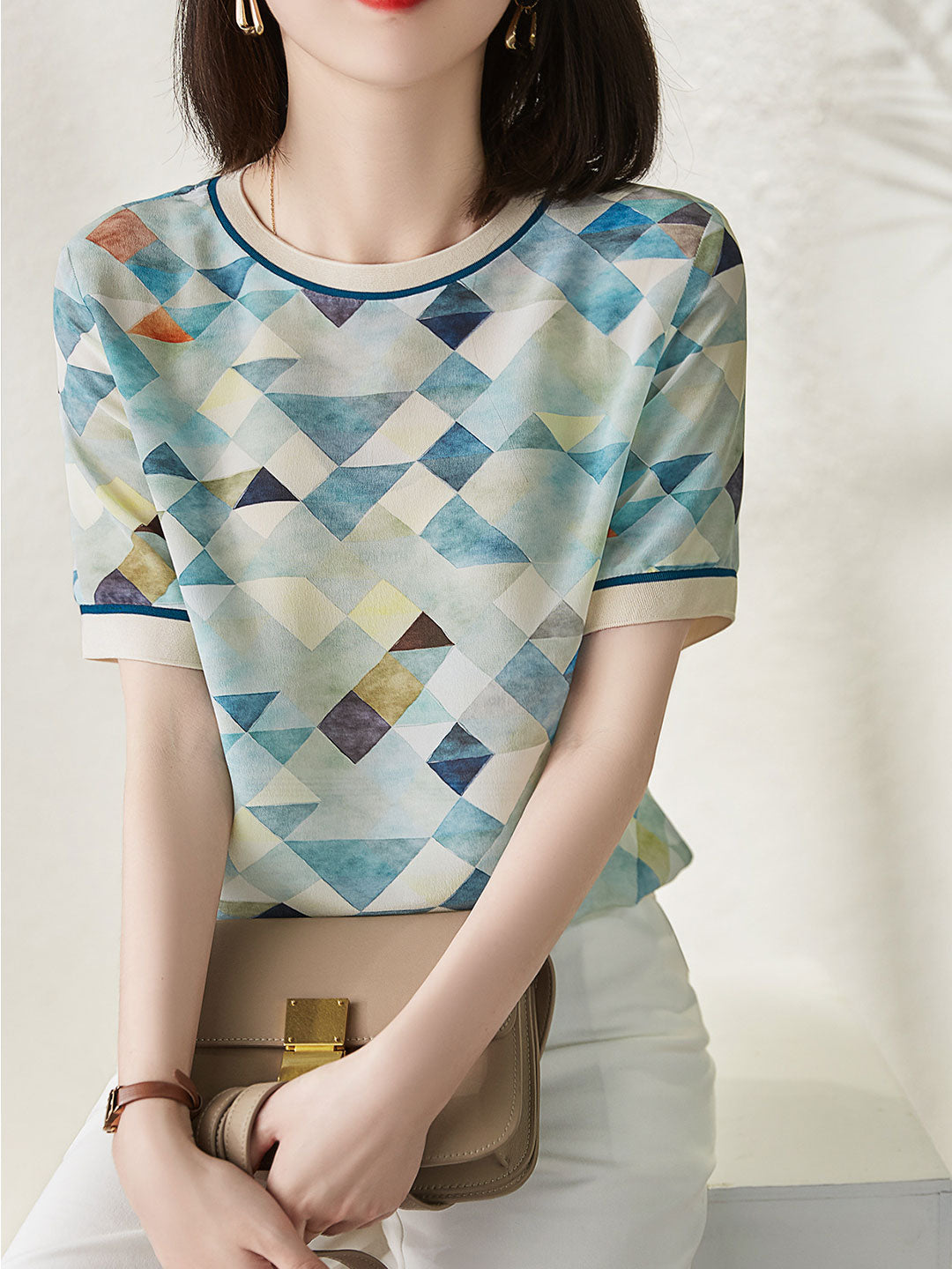 Celeste | Elegant Printed Contrast Shirt - Motheero
