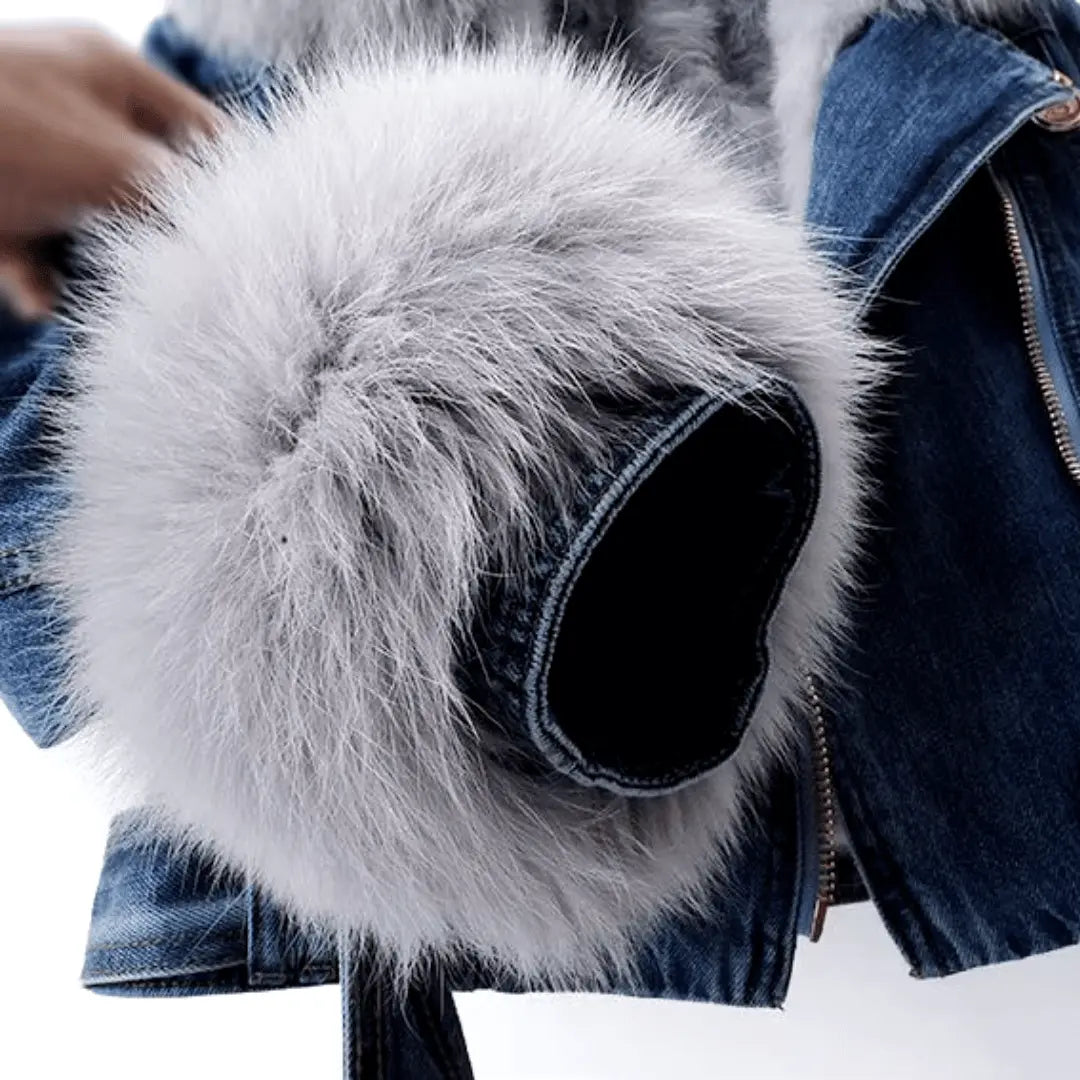 Mona | Urban Elegance Denim & Fur Jacket