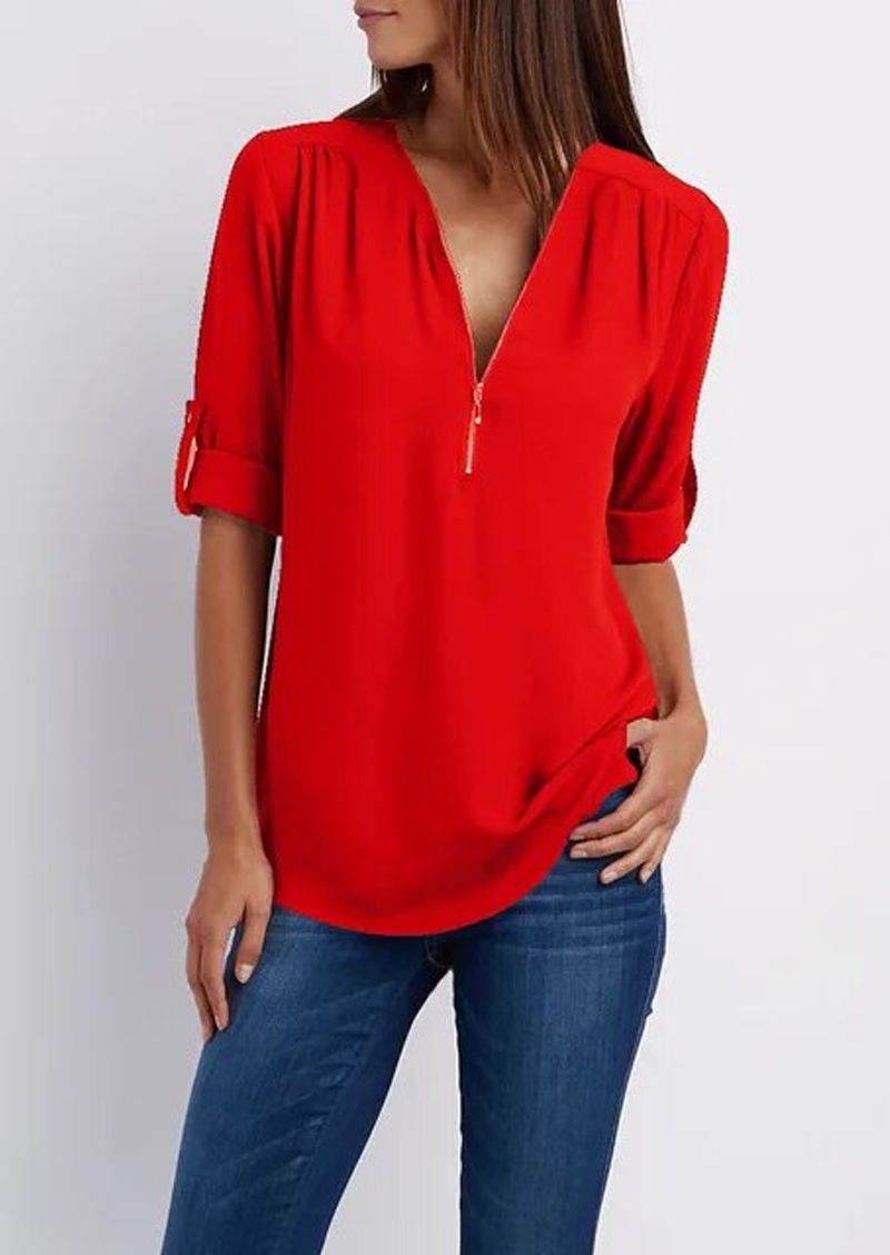Elise | V‑Neck Blouse - Motheero