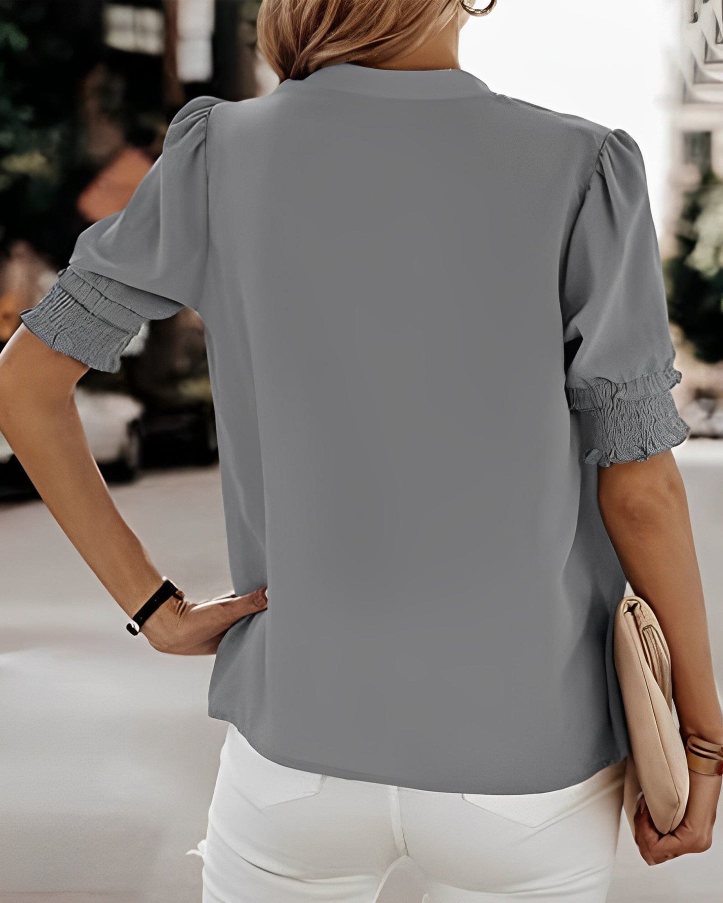 Estella | Elegant V-Neck Blouse - Motheero