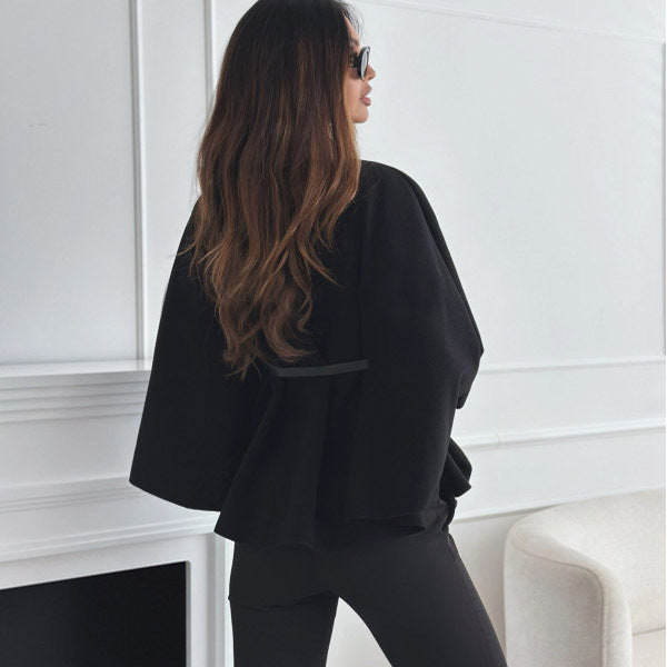 Elara | Belted Flared Poncho - Motheero