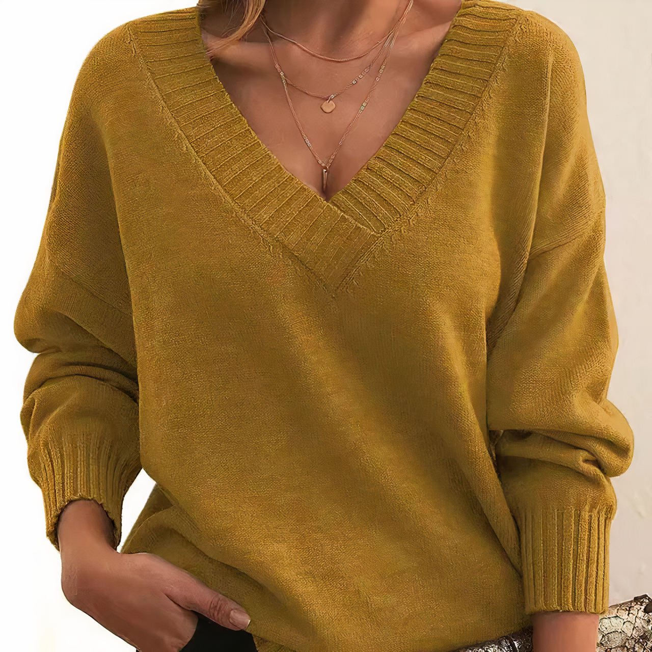 Jell | Cashmere V‑Neck Sweater