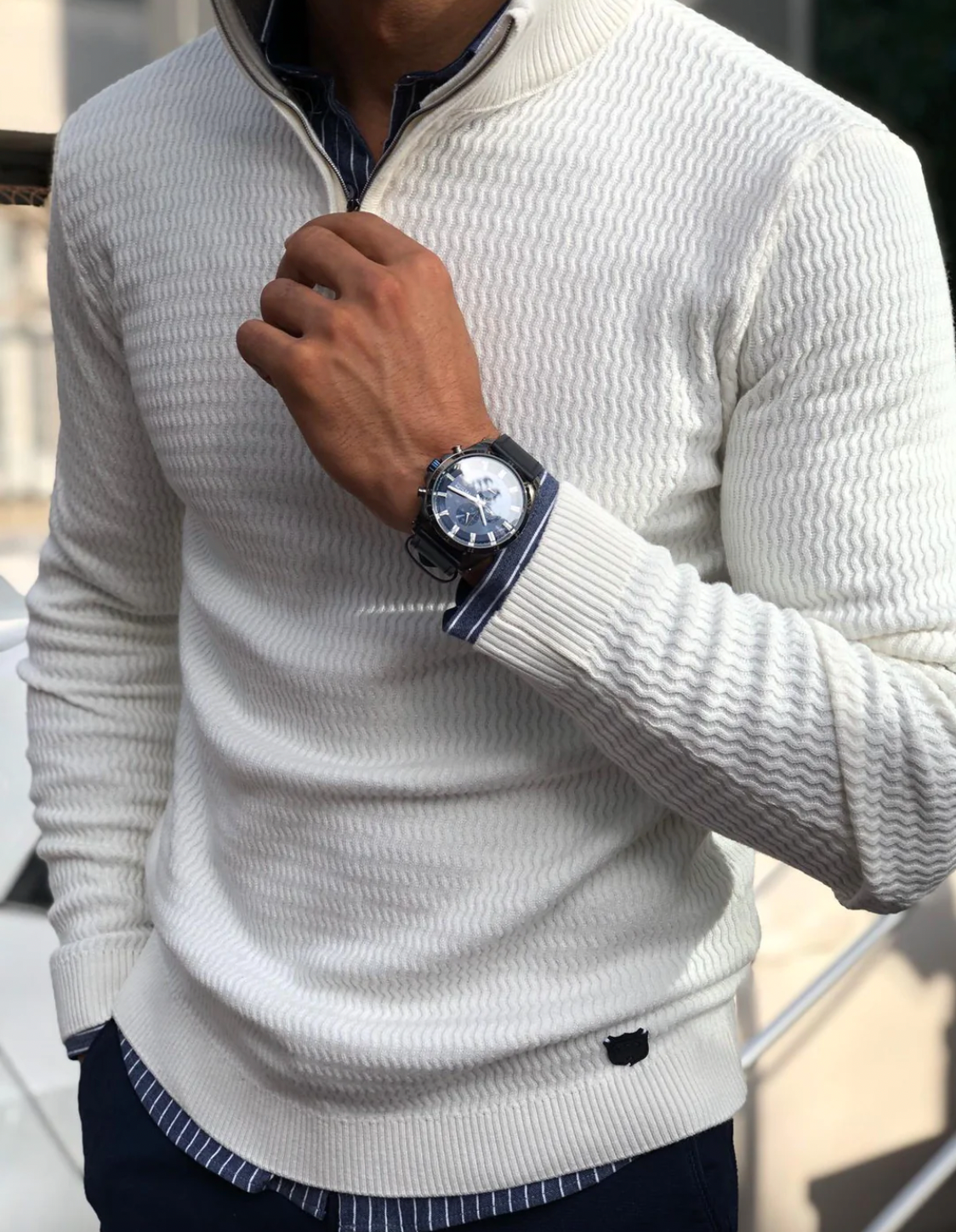 Bunner | Quarter-Zip Ribbed Knit Sweater