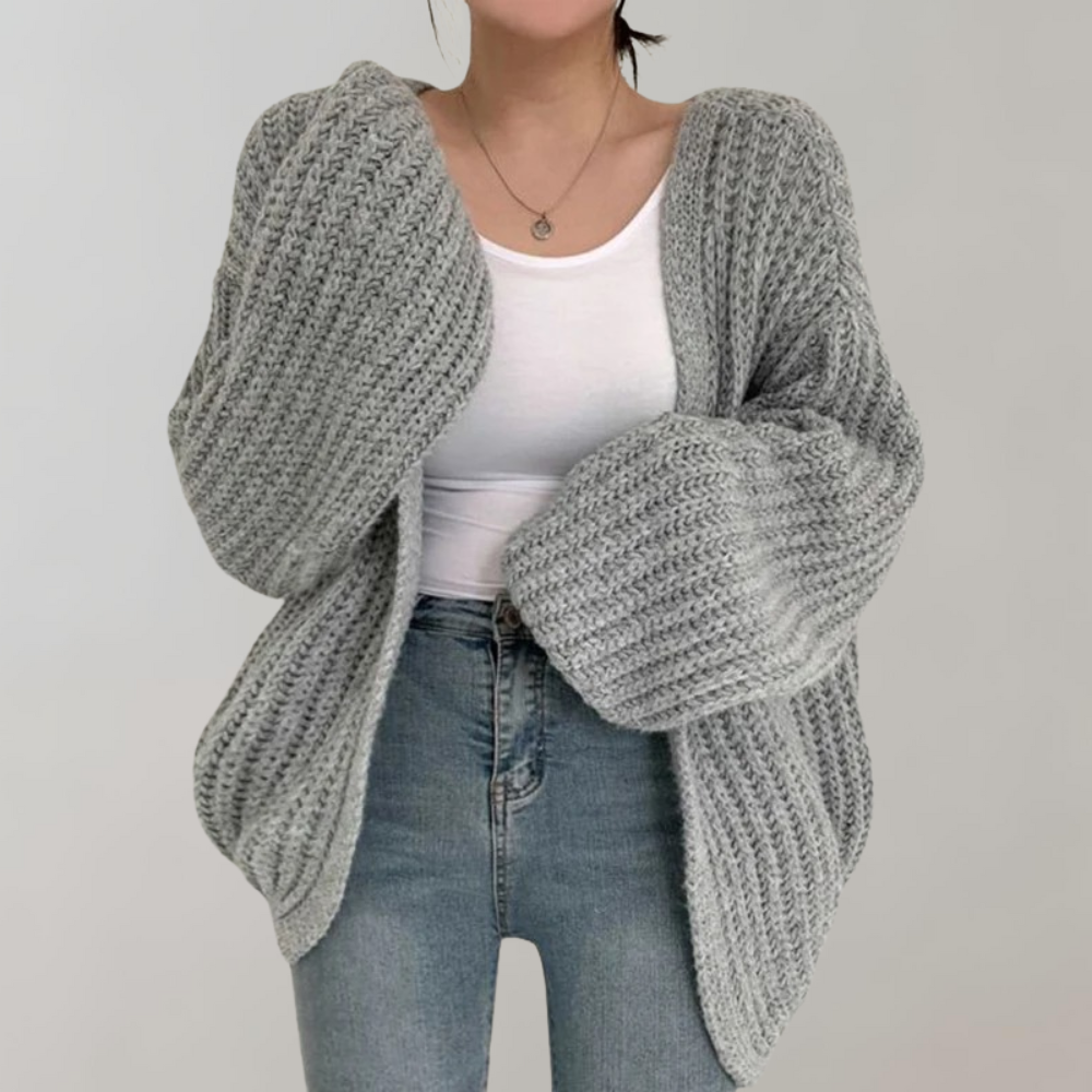 Reva | Chunky Knit Winter Cardigan with Wide Long Sleeves
