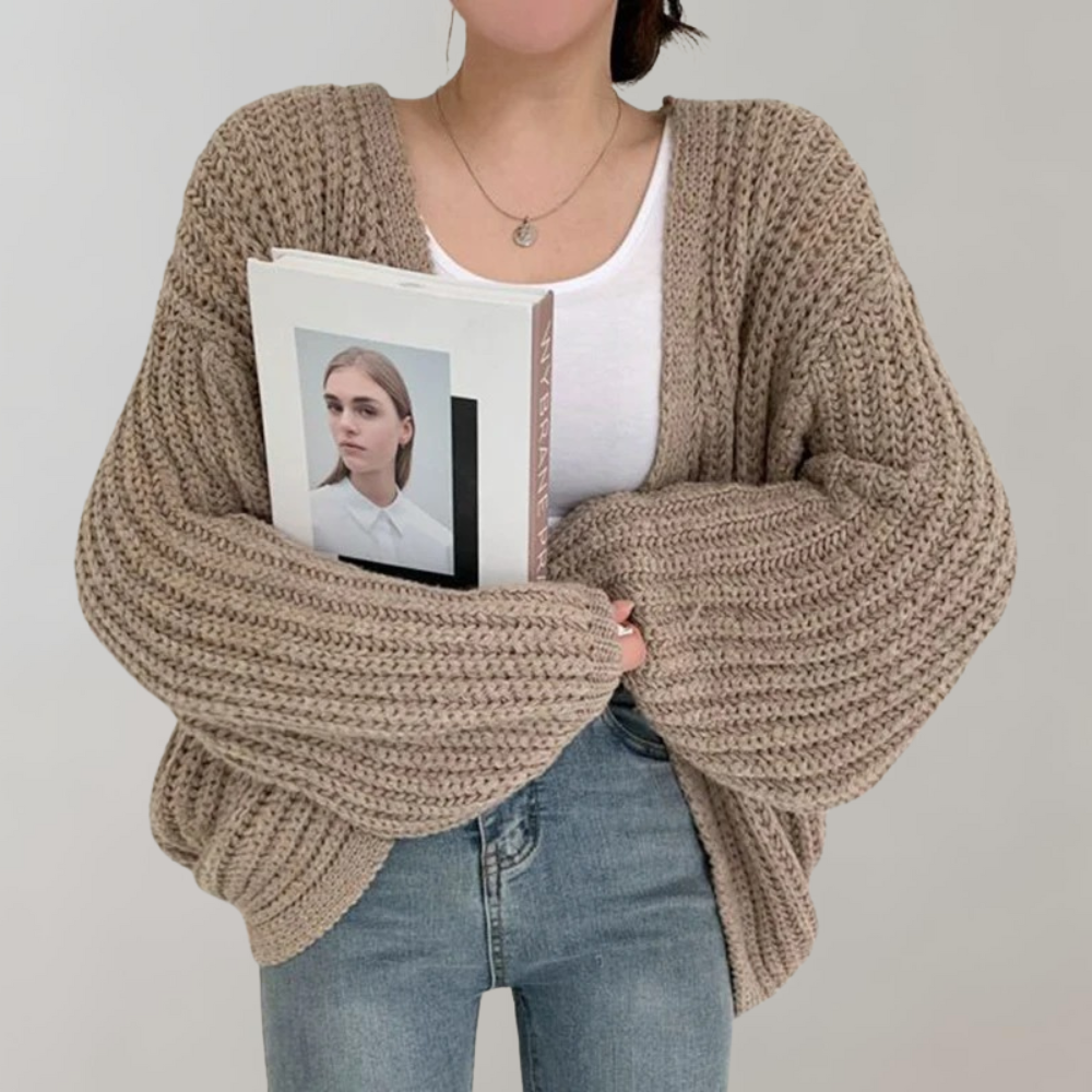 Reva | Chunky Knit Winter Cardigan with Wide Long Sleeves
