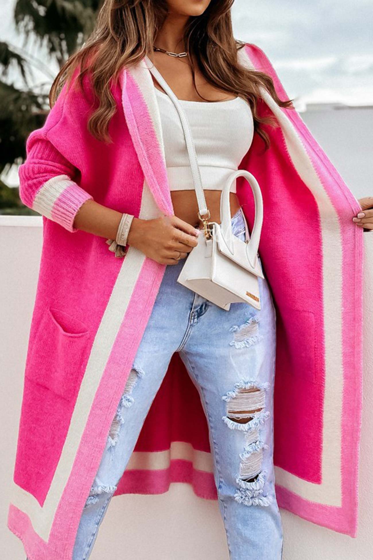 Lina | Women Long Hooded Colorful Cardigan