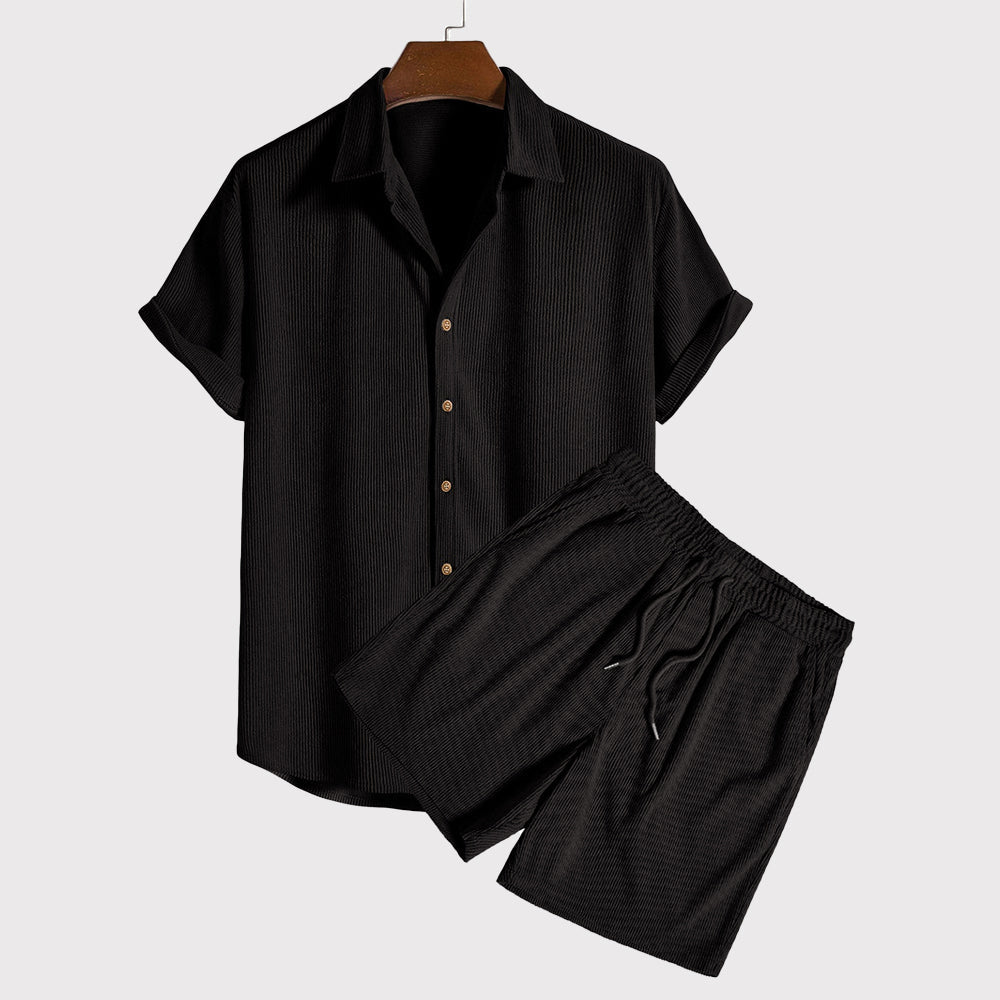 Elliot | Short Sleeve Button-Up with Shorts Outfit Set