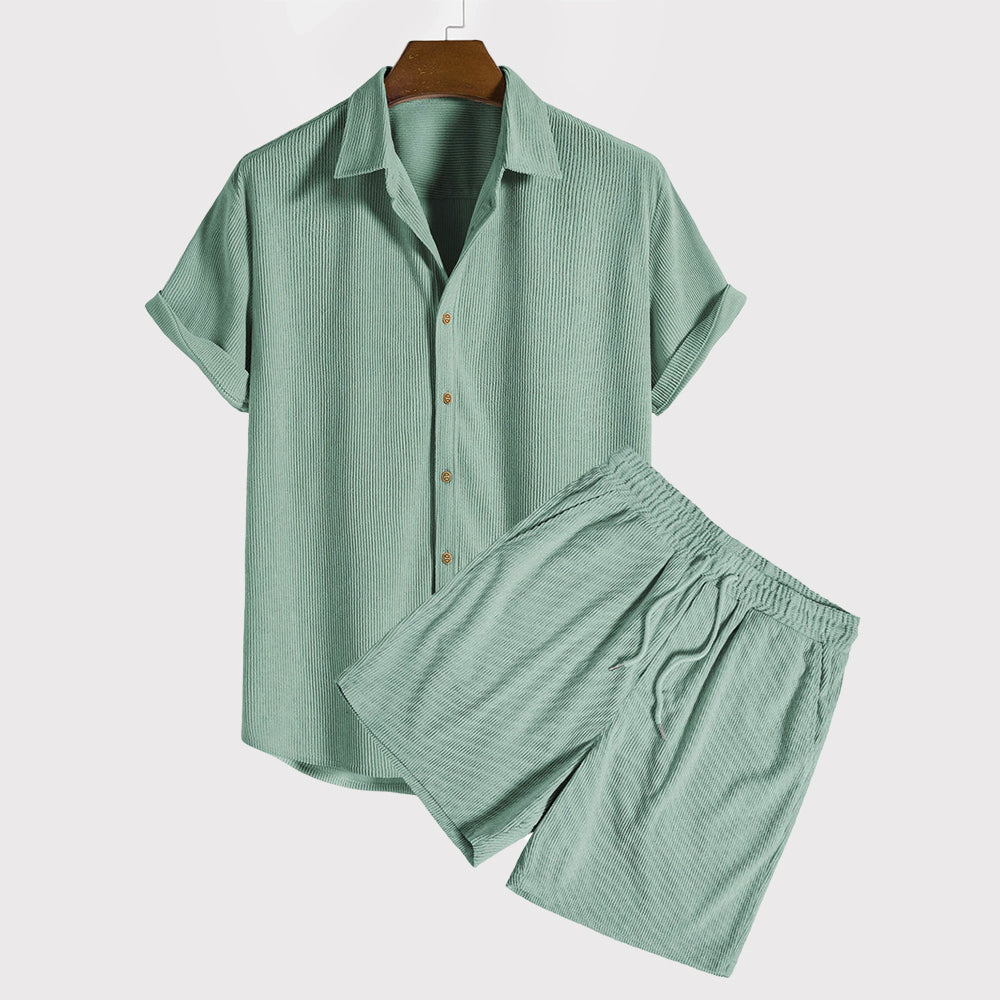 Elliot | Short Sleeve Button-Up with Shorts Outfit Set