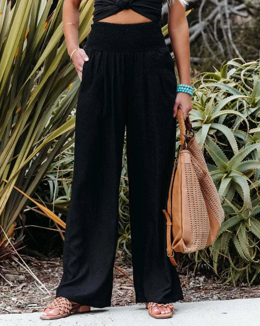 Elisa | High-Waist Wide Leg Elastic Trousers