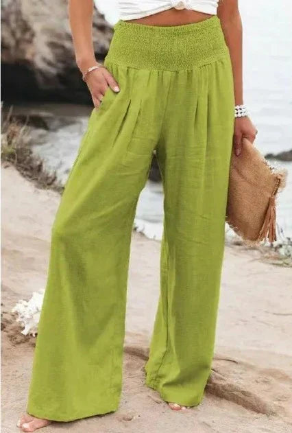 Elisa | High-Waist Wide Leg Elastic Trousers