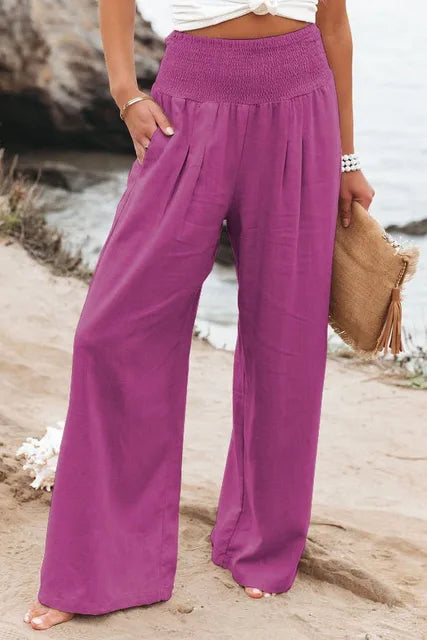 Elisa | High-Waist Wide Leg Elastic Trousers