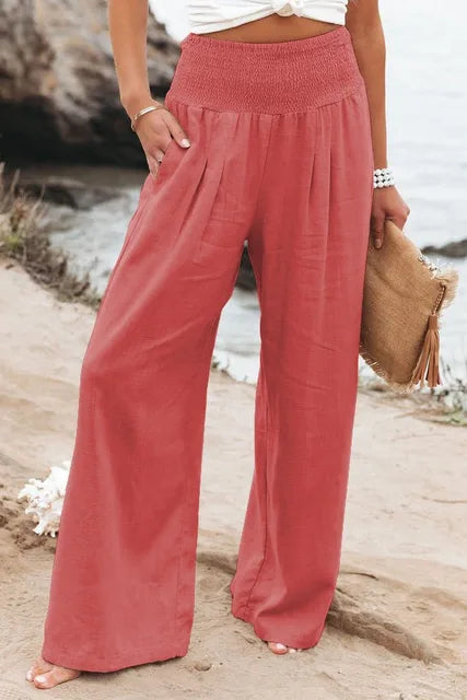 Elisa | High-Waist Wide Leg Elastic Trousers