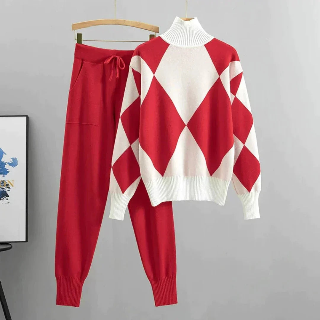 Zenya | Women Cozy Turtleneck Sweatshirt and Long Pants Outfit
