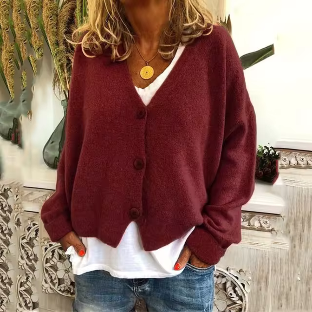 Odessa | Buttoned V-Neck Knit Cardigan