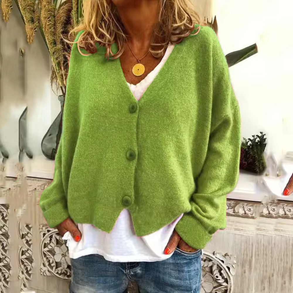 Odessa | Buttoned V-Neck Knit Cardigan