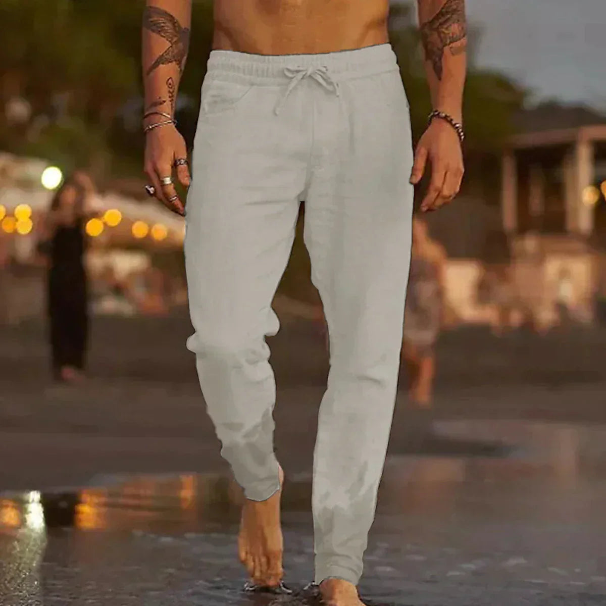 Colin | Relaxed Linen-Cotton Drawstring Pants