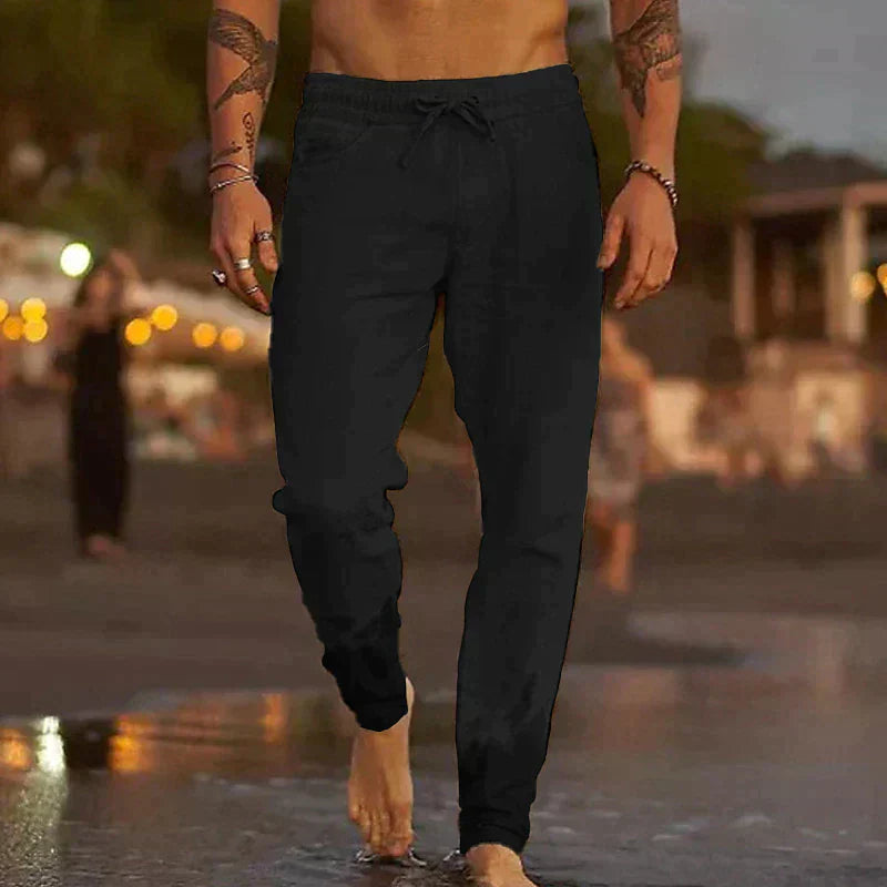 Colin | Relaxed Linen-Cotton Drawstring Pants