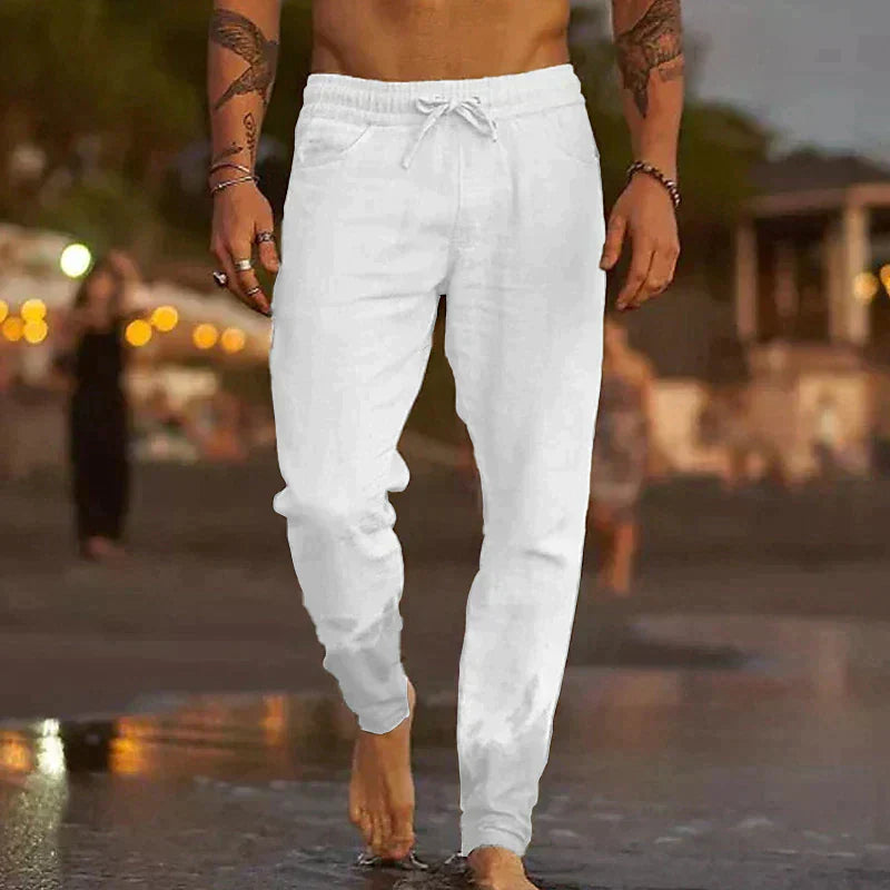 Colin | Relaxed Linen-Cotton Drawstring Pants