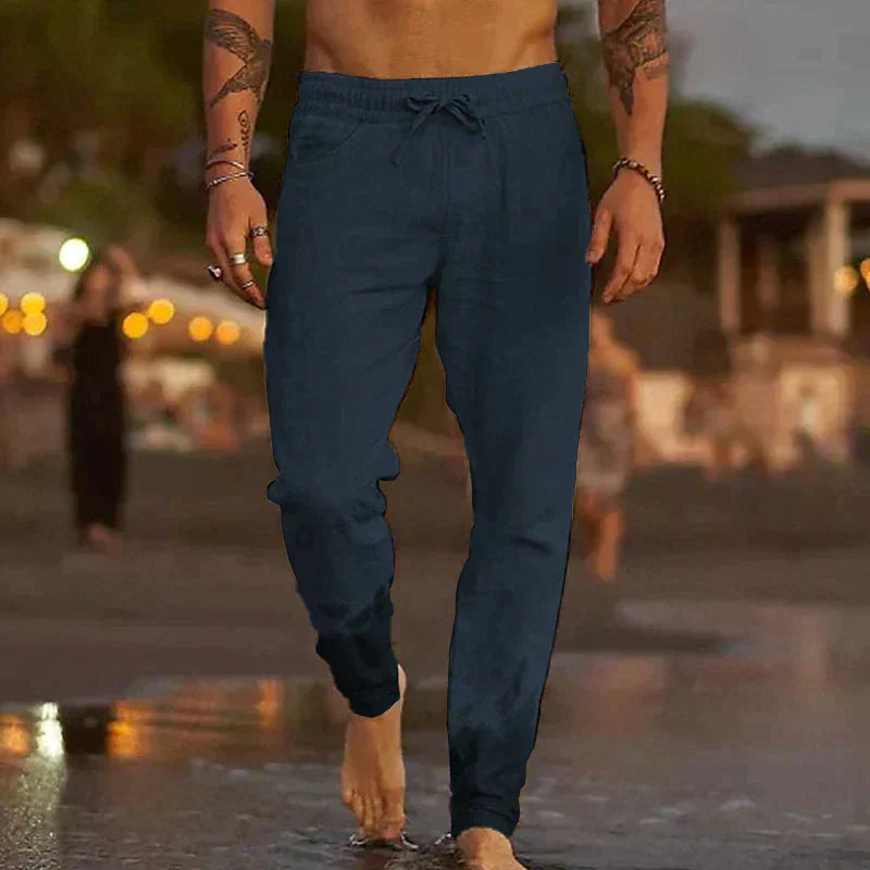 Colin | Relaxed Linen-Cotton Drawstring Pants