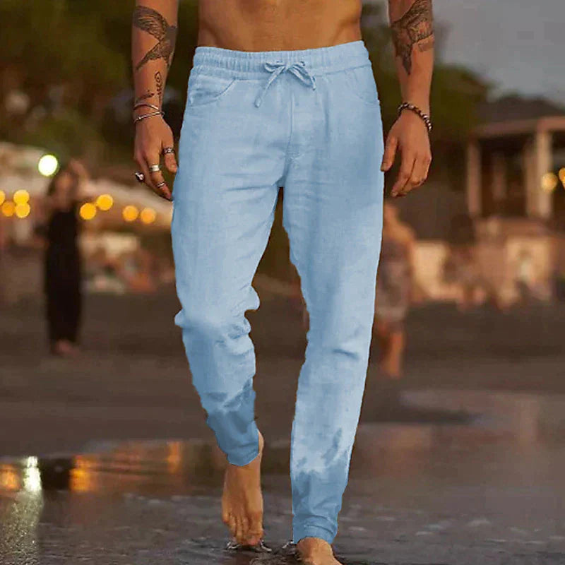 Colin | Relaxed Linen-Cotton Drawstring Pants