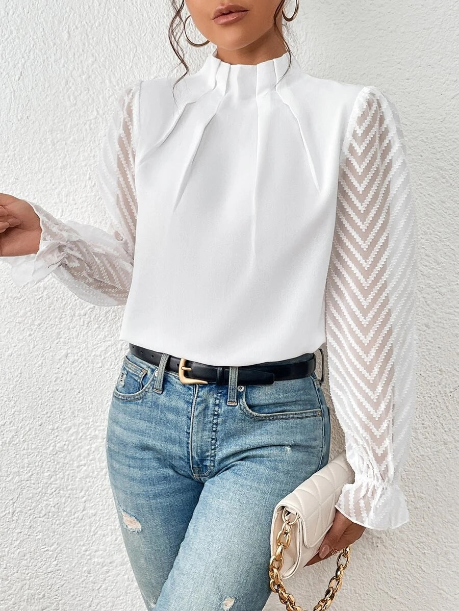 Avery | Casual Turtleneck Cotton Blouse - Motheero