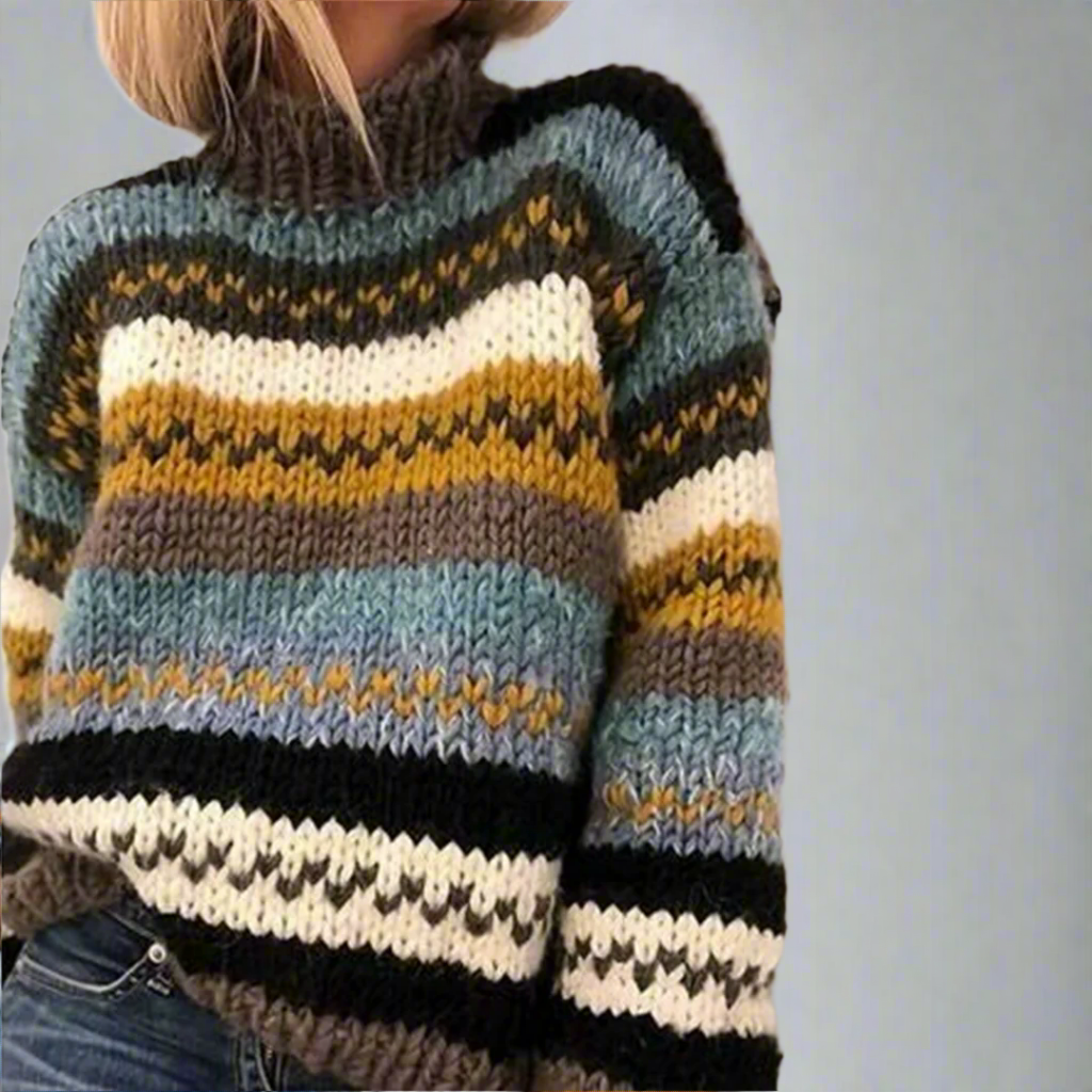 Aria | Striped Knitted Turtleneck Sweater