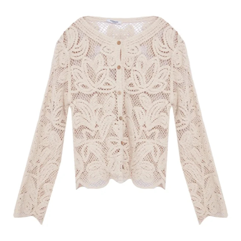Selina | Cotton Floral Knitted Cardigan