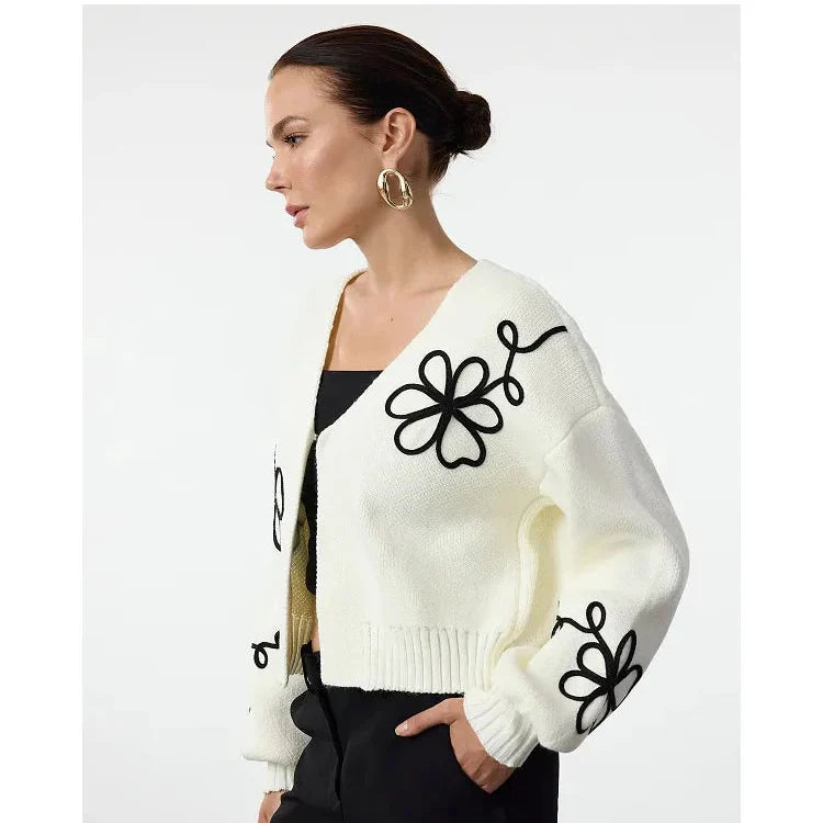 Flomboi | Elegant Floral Lines Cardigan
