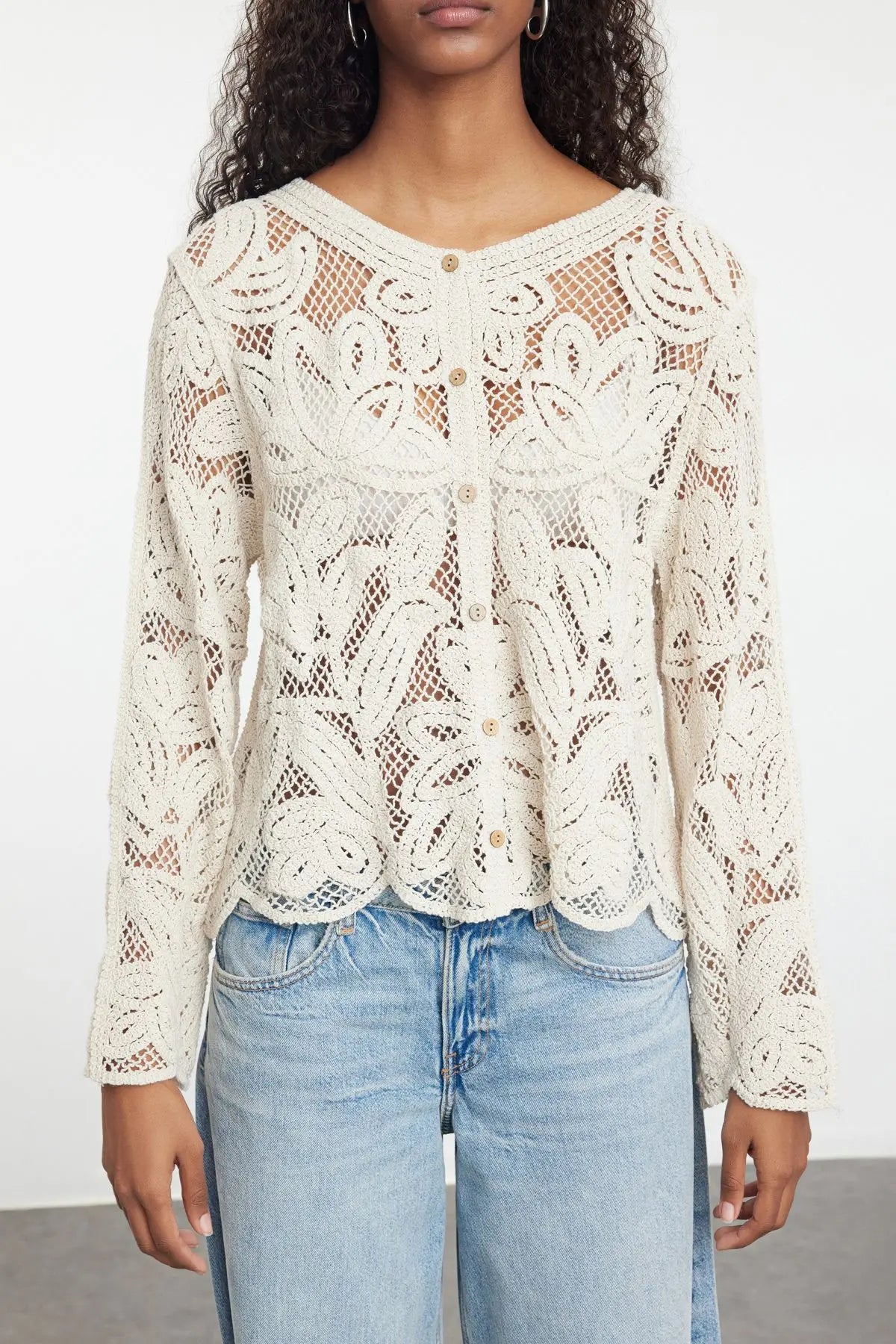 Selina | Cotton Floral Knitted Cardigan