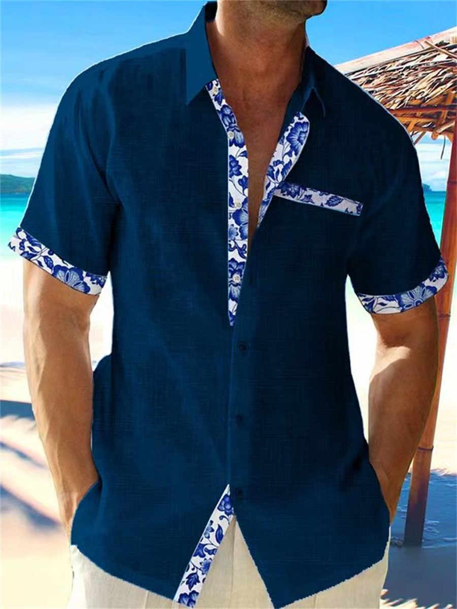 Dorian | Elegant Linen with Floral Details Shirt