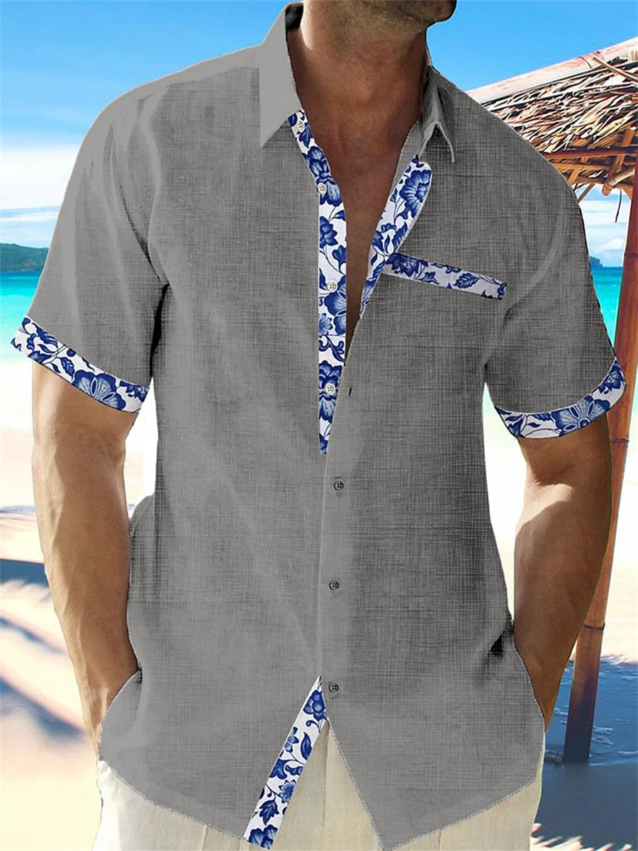 Dorian | Elegant Linen with Floral Details Shirt