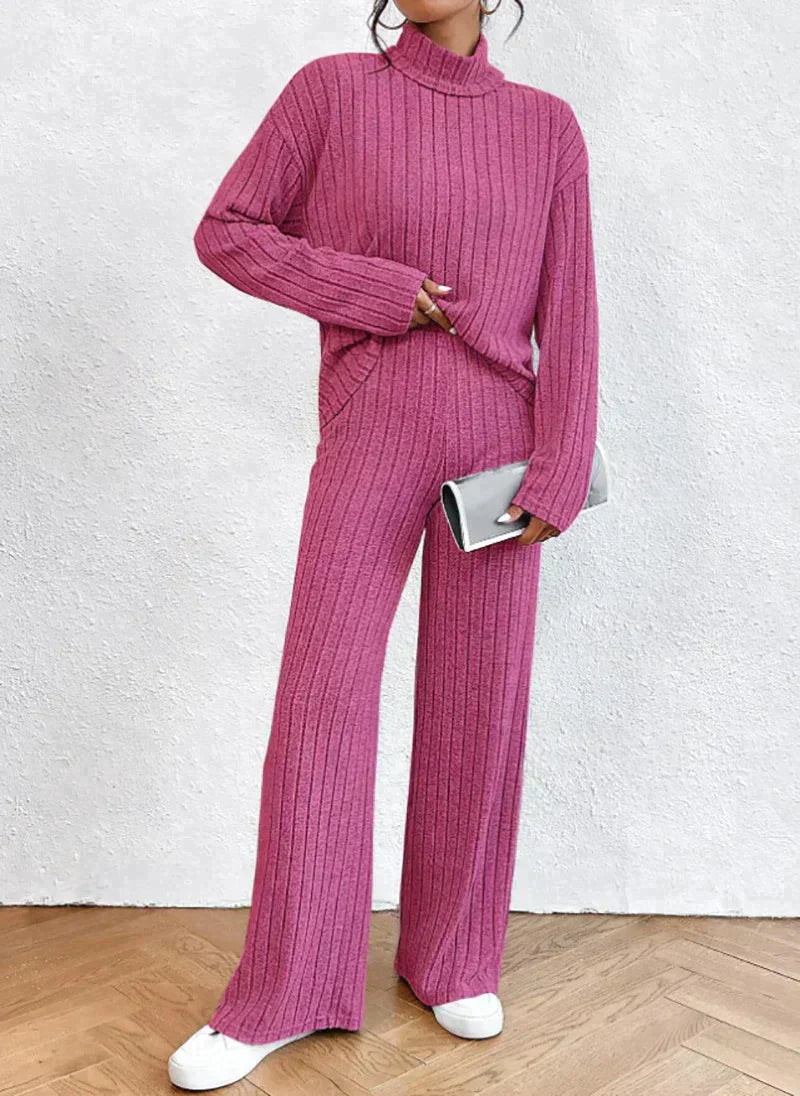 Lina | Women Knit Turtleneck Sweater and Pants Outfit Set