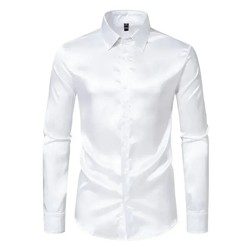 Raven | Shiny Silk Long-Sleeve Shirt